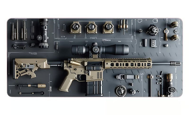 TactiMat – Schreibtischunterlage für militärische Waffenbaupläne fürs Spielen