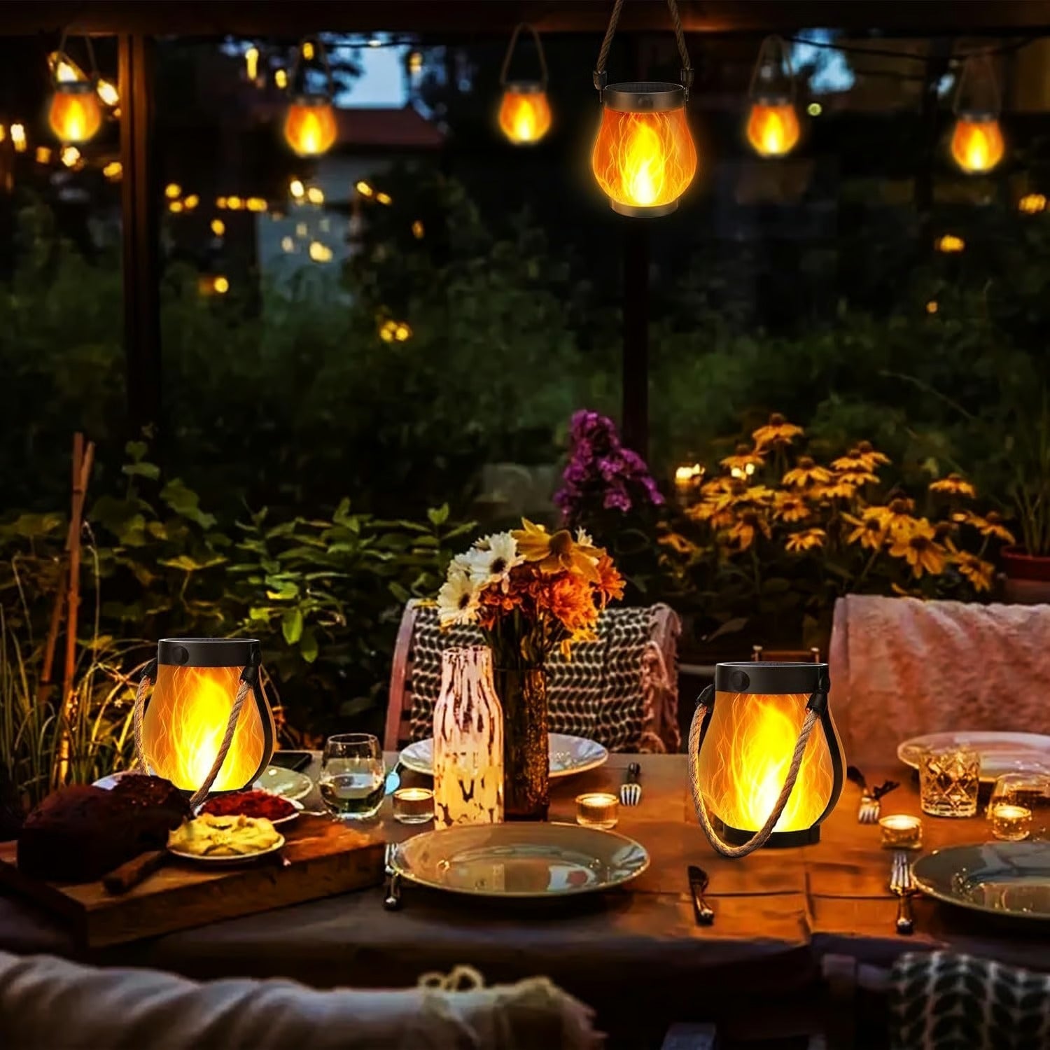LumaFlare Pro - Solar Flame Effect Lantern for Outdoor Spaces
