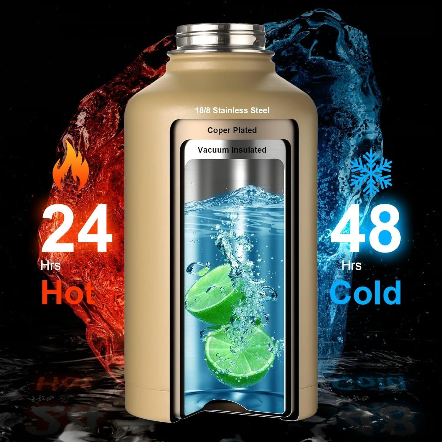 HydraCore Borraccia termica isolata da 64 oz con coperchio a cannuccia