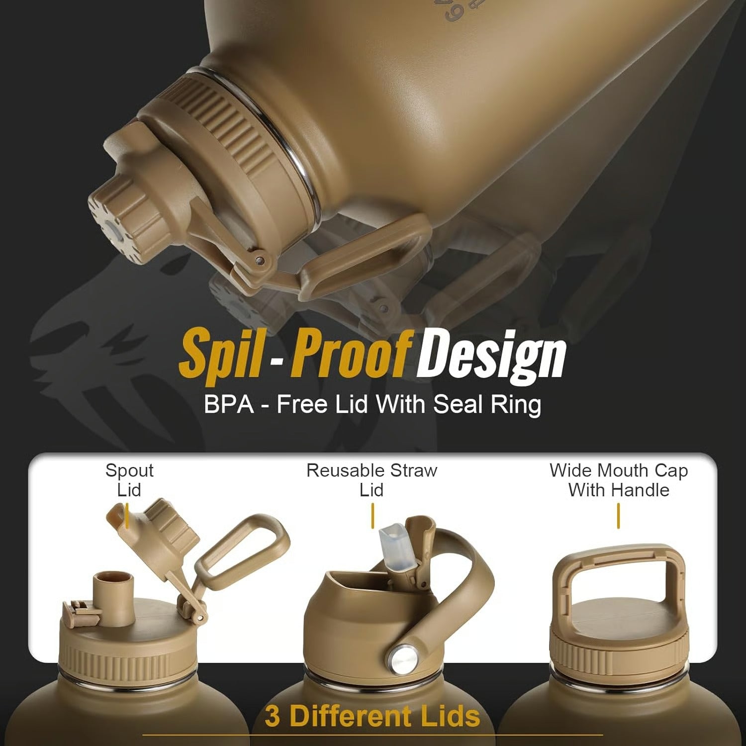 HydraCore Butelka na wodę 64oz z izolacją termiczną i pokrywką ze słomką