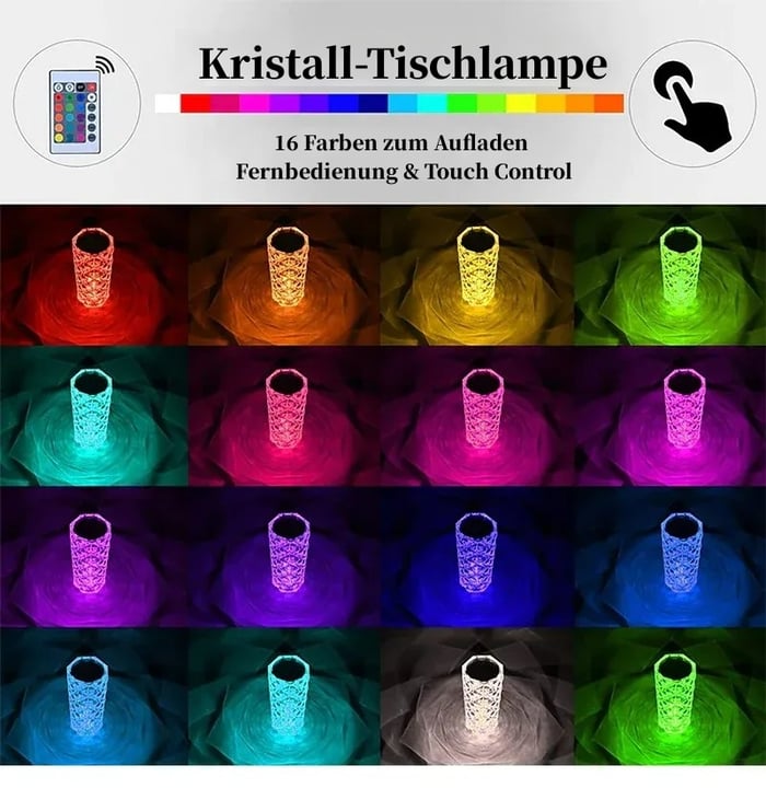 Velurea — Crystal LED Table Lamp with Color Changing Light