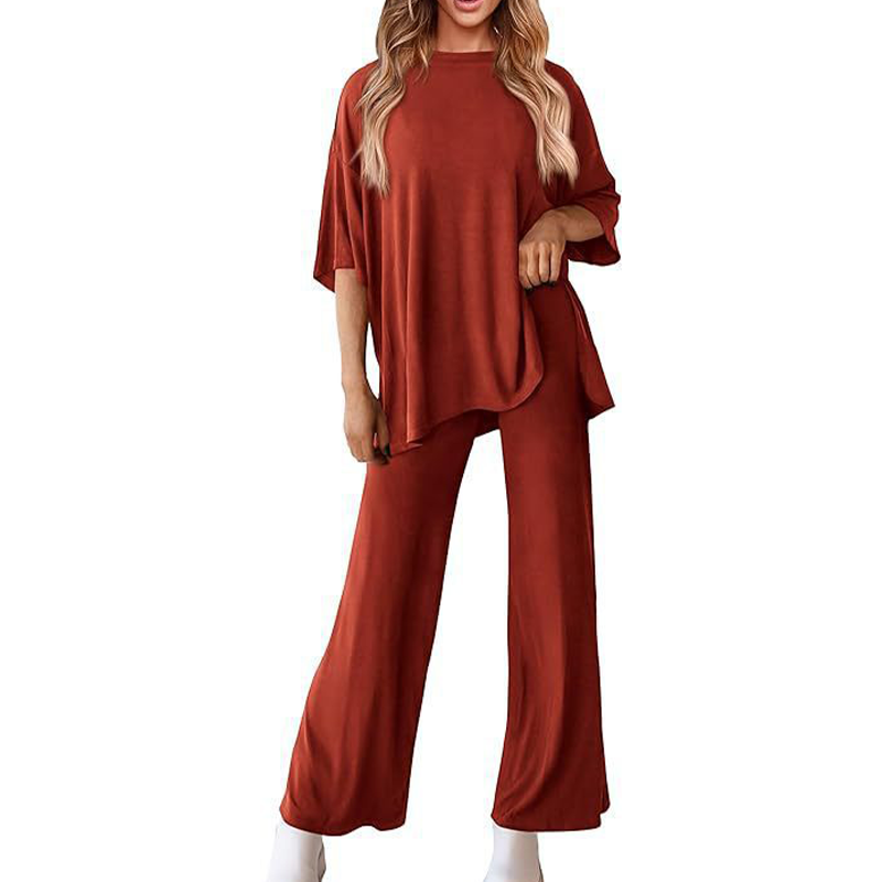 Metro Lounge Set – Relaxed Top & Wide-Leg Pants