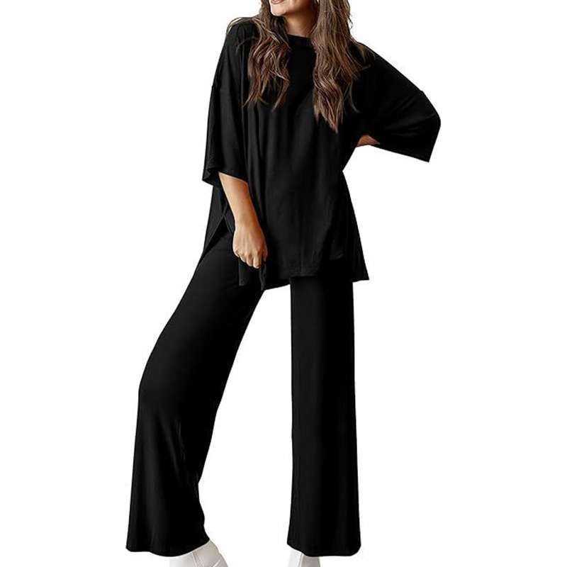 Metro Lounge Set – Relaxed Top & Wide-Leg Pants