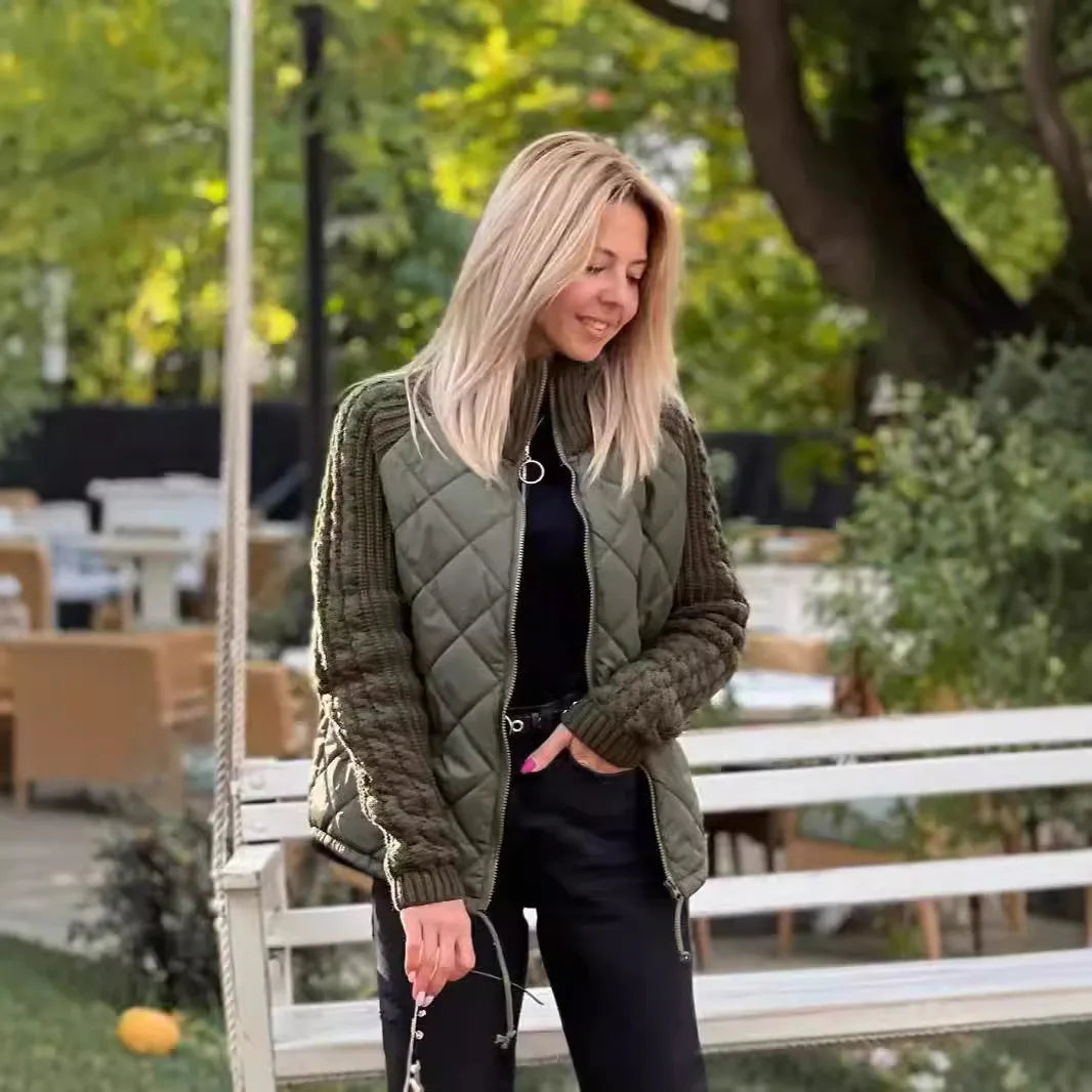 Knitted Patchwork Puffer Jacket for Everyday Layering