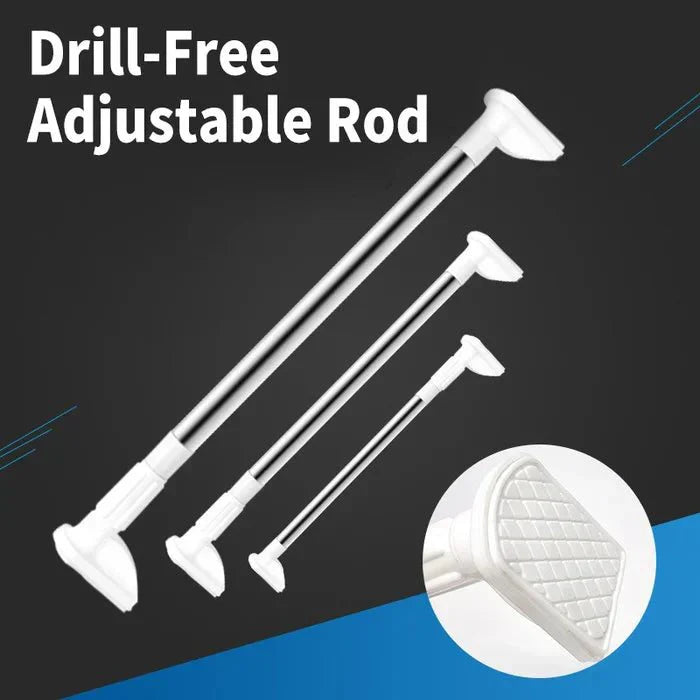 Drill-Free - Adjustable Tension Rod for Closet and Bathroom