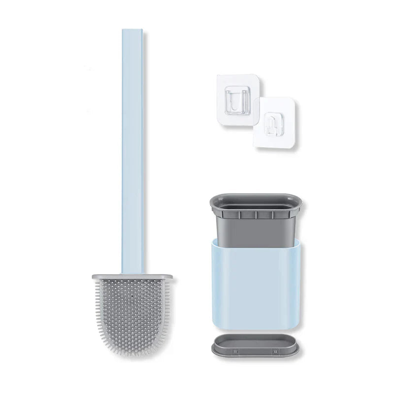Silicone Toilet Brush with Holder – Flexible Bathroom Cleaning Brush Set