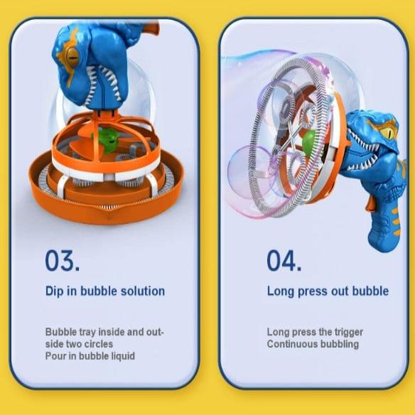 MiniDino Portable Dinosaur Bubble Blaster Toy