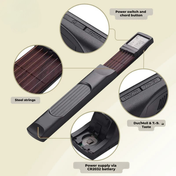StrumEdge Mini Trainer — Portable Guitar Practice Trainer with Chord Display and Strings