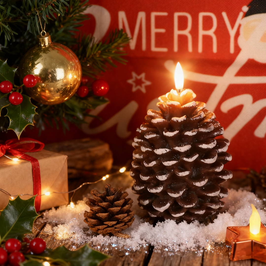 Pineglow - Candela a pigna senza fiamma con luce soffusa d’atmosfera