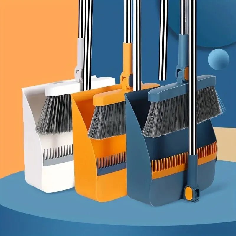 SwiftSweep Pro — Long Handle Broom and Dustpan Set with Upright Storage