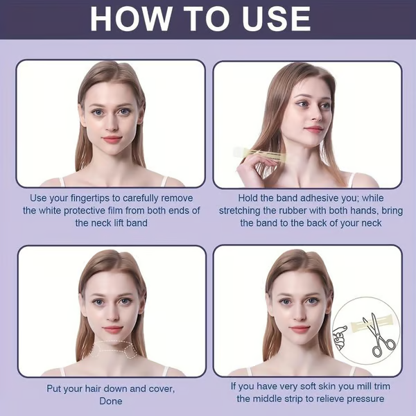 GlowLift Pro — Cinta invisible para lifting de cuello, soporte temporal para la piel