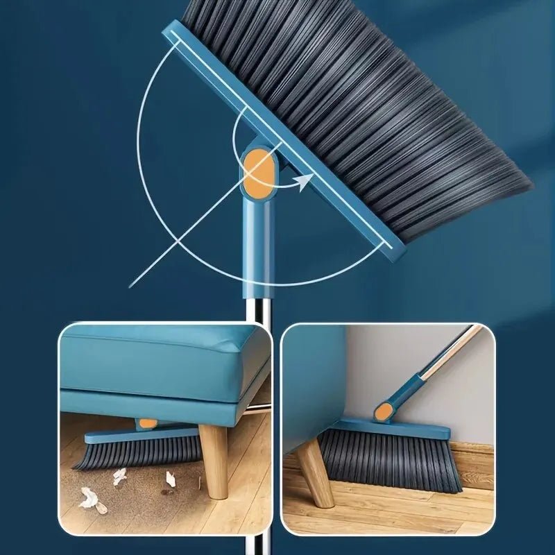 SwiftSweep Pro — Long Handle Broom and Dustpan Set with Upright Storage
