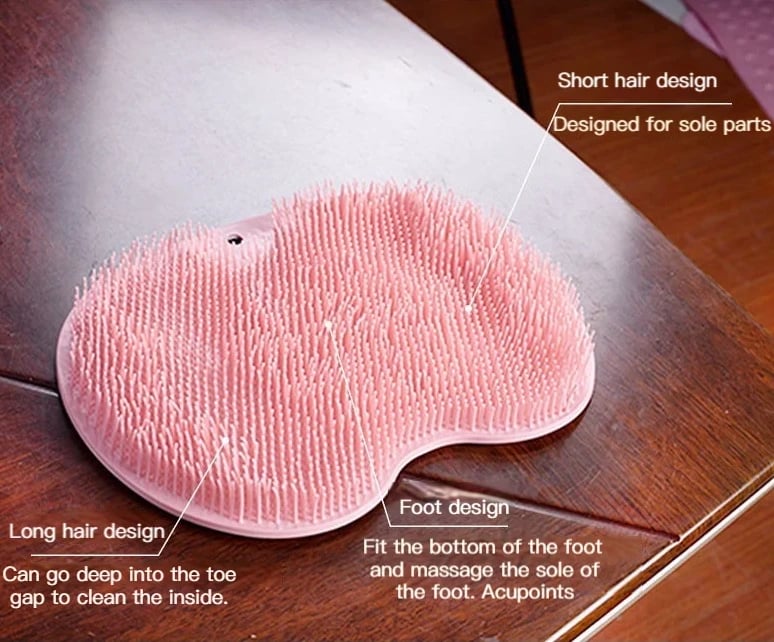 AquaScrub 2-in-1 Shower Mat with Foot & Body Scrub Brush