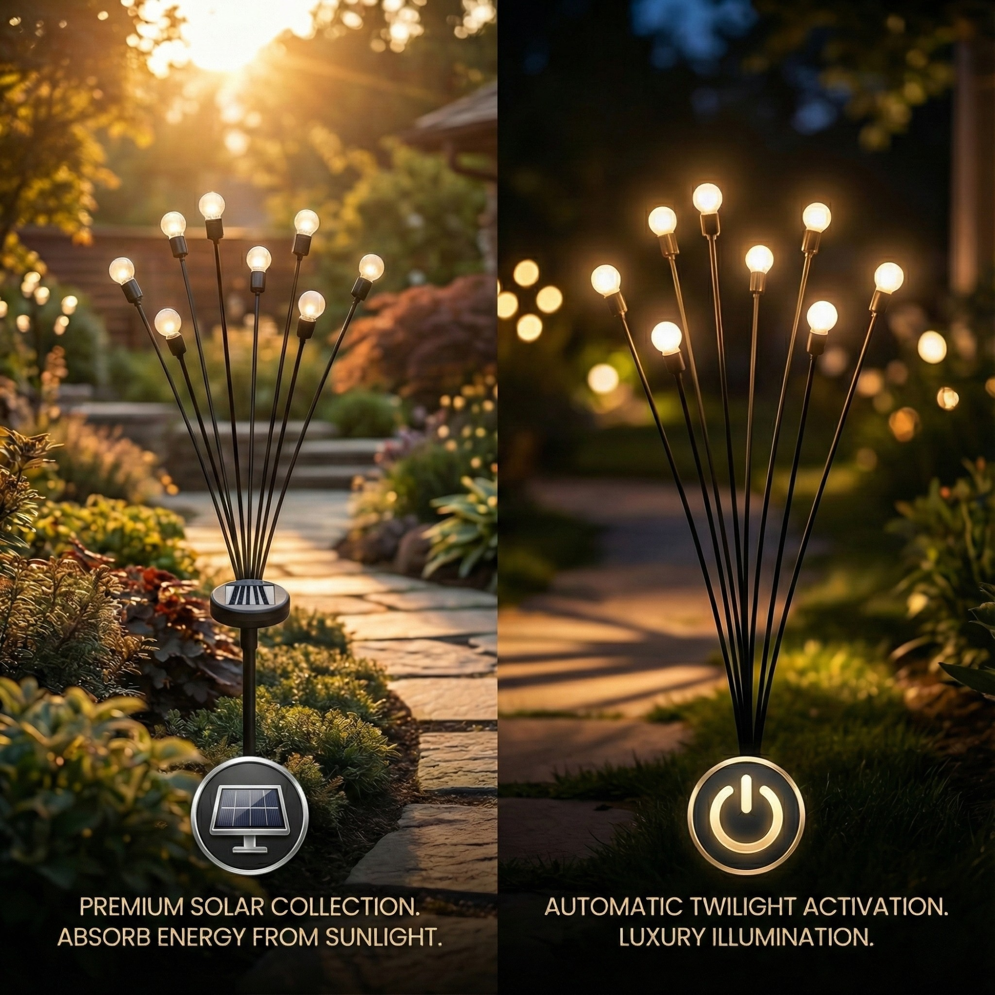 GlowNest —Solar Garden Firework Lights with Color Changing LEDs