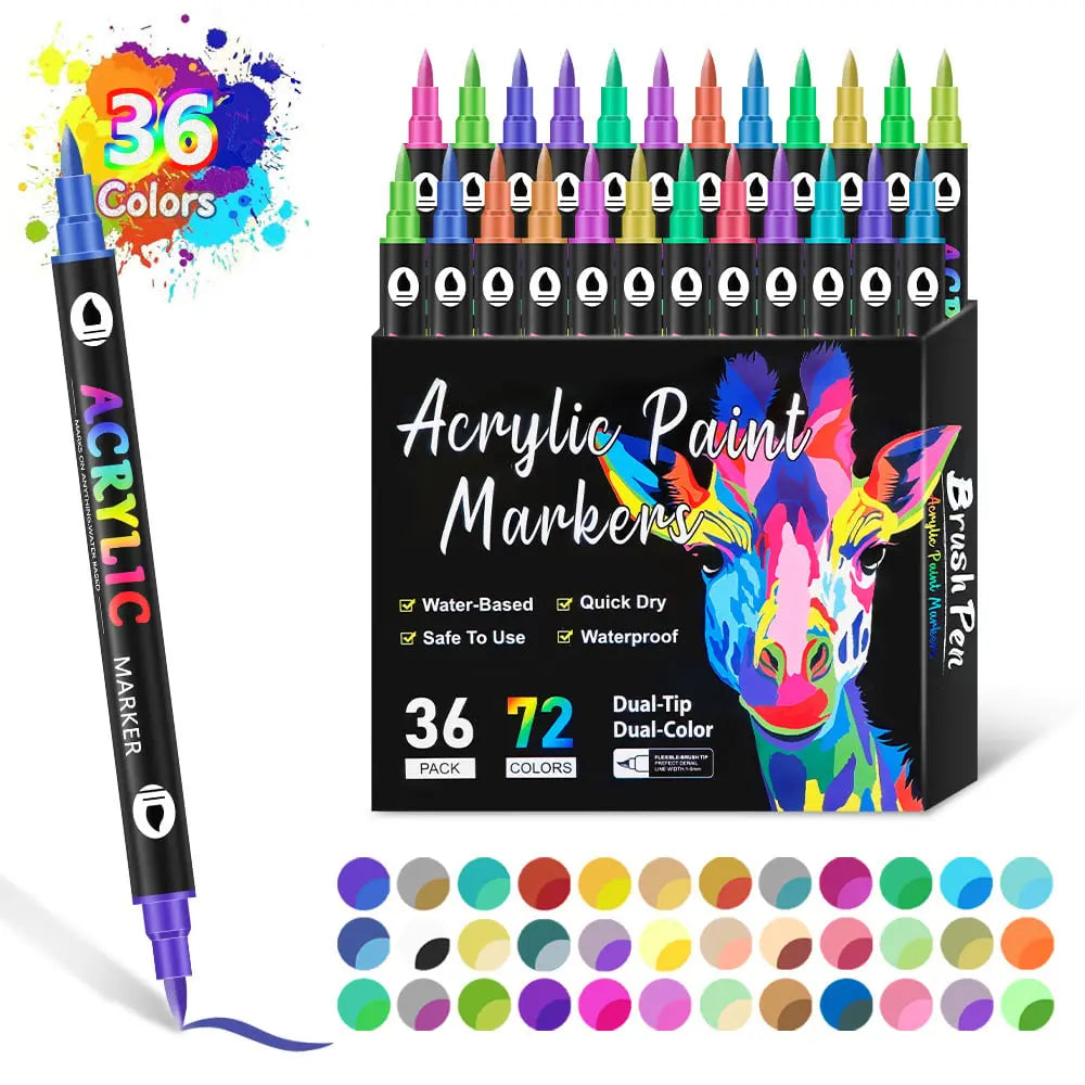 72-Color Dual-Tip Acrylic Markers – Vibrant Art Set