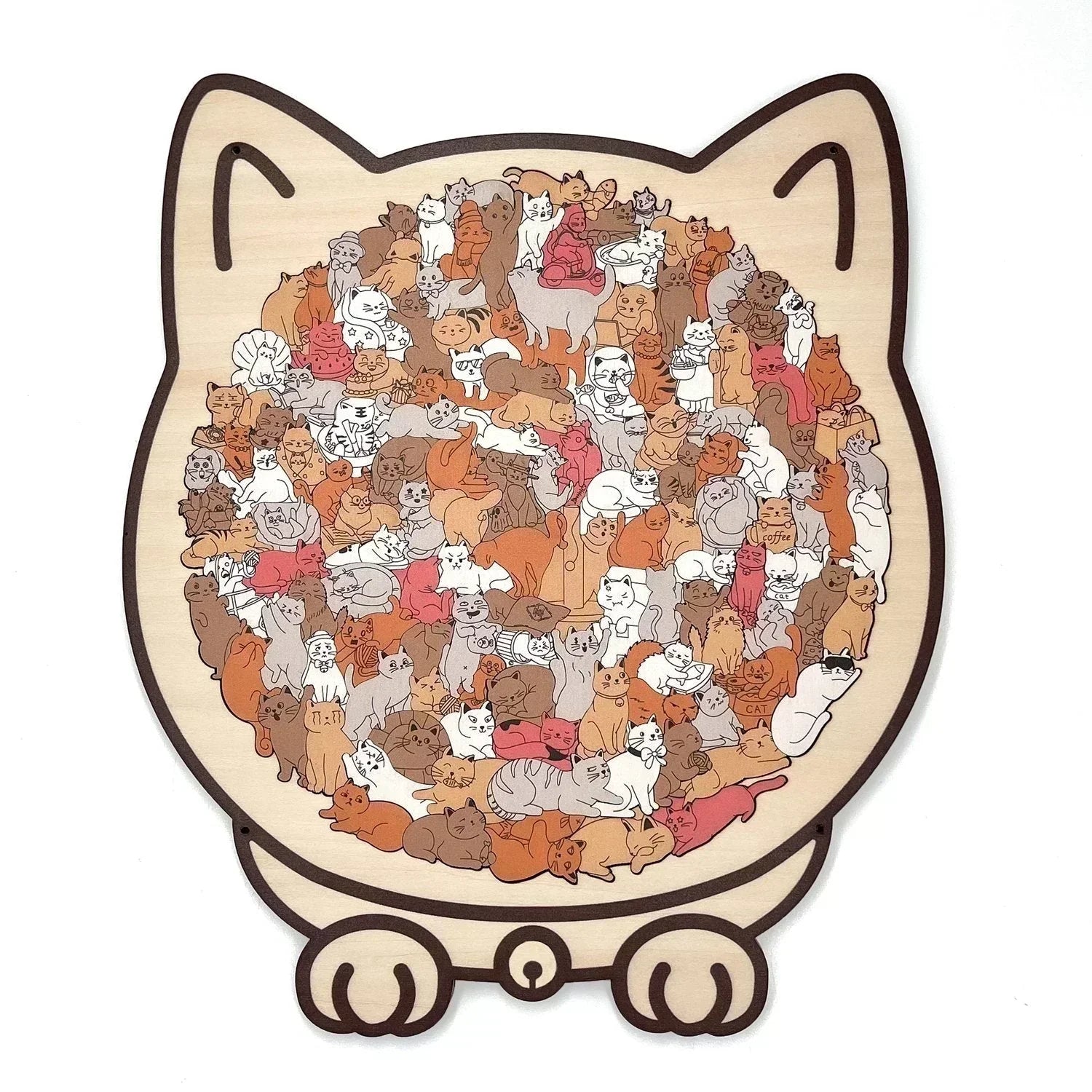 Kitty-Clique Wooden Puzzle – Cat-Shaped Relaxing Challenge