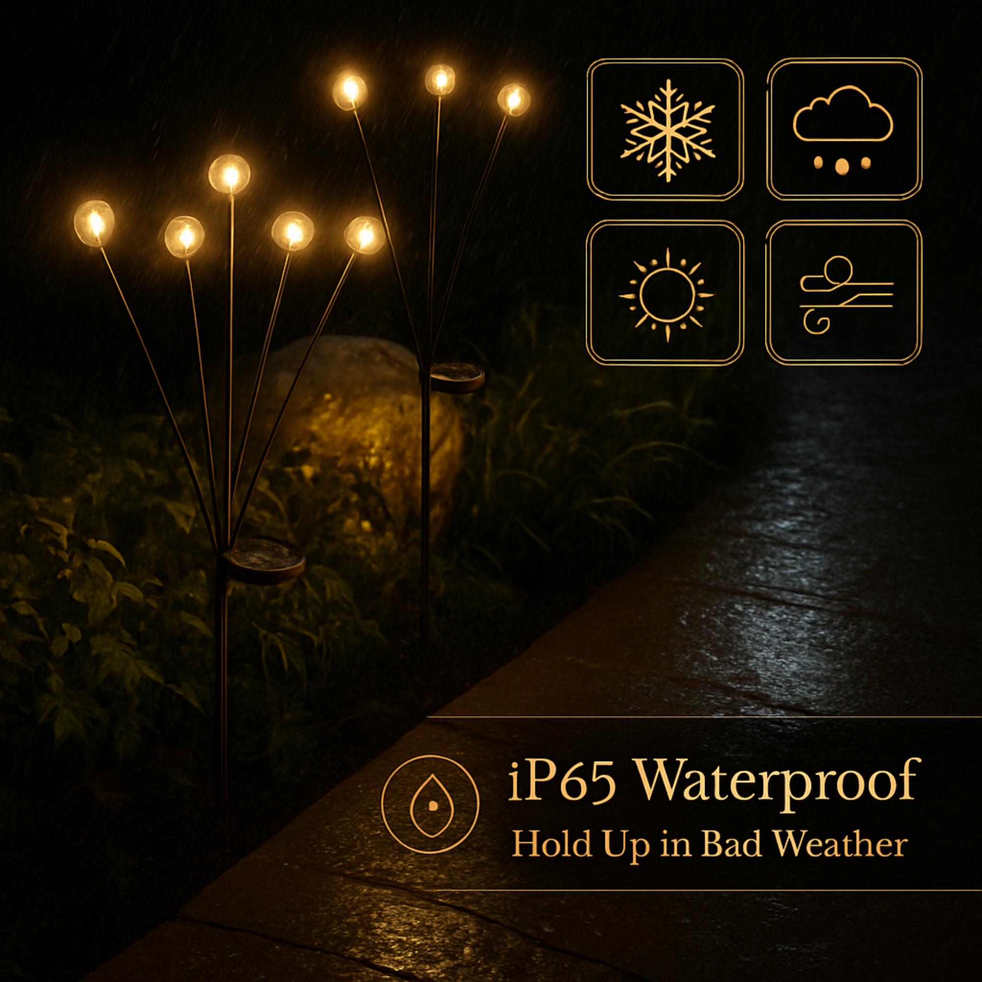 GlowNest —Solar Garden Firework Lights with Color Changing LEDs