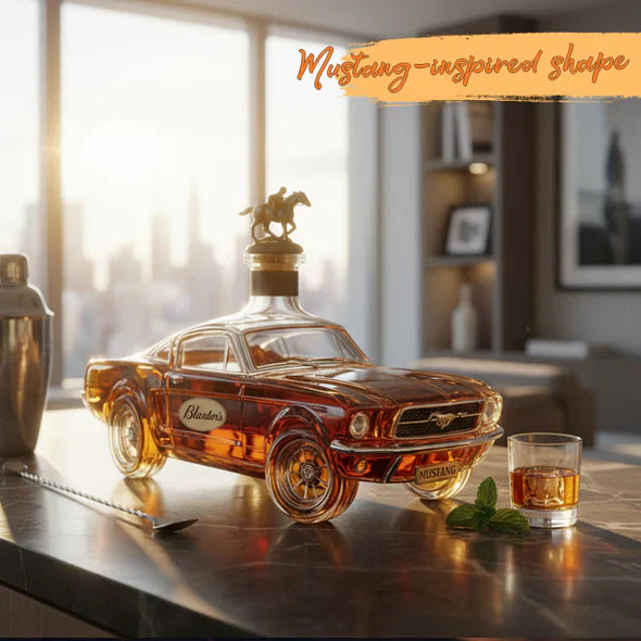 Elegant Mustang whiskyflaske – minimalistisk design til hjemmebaren