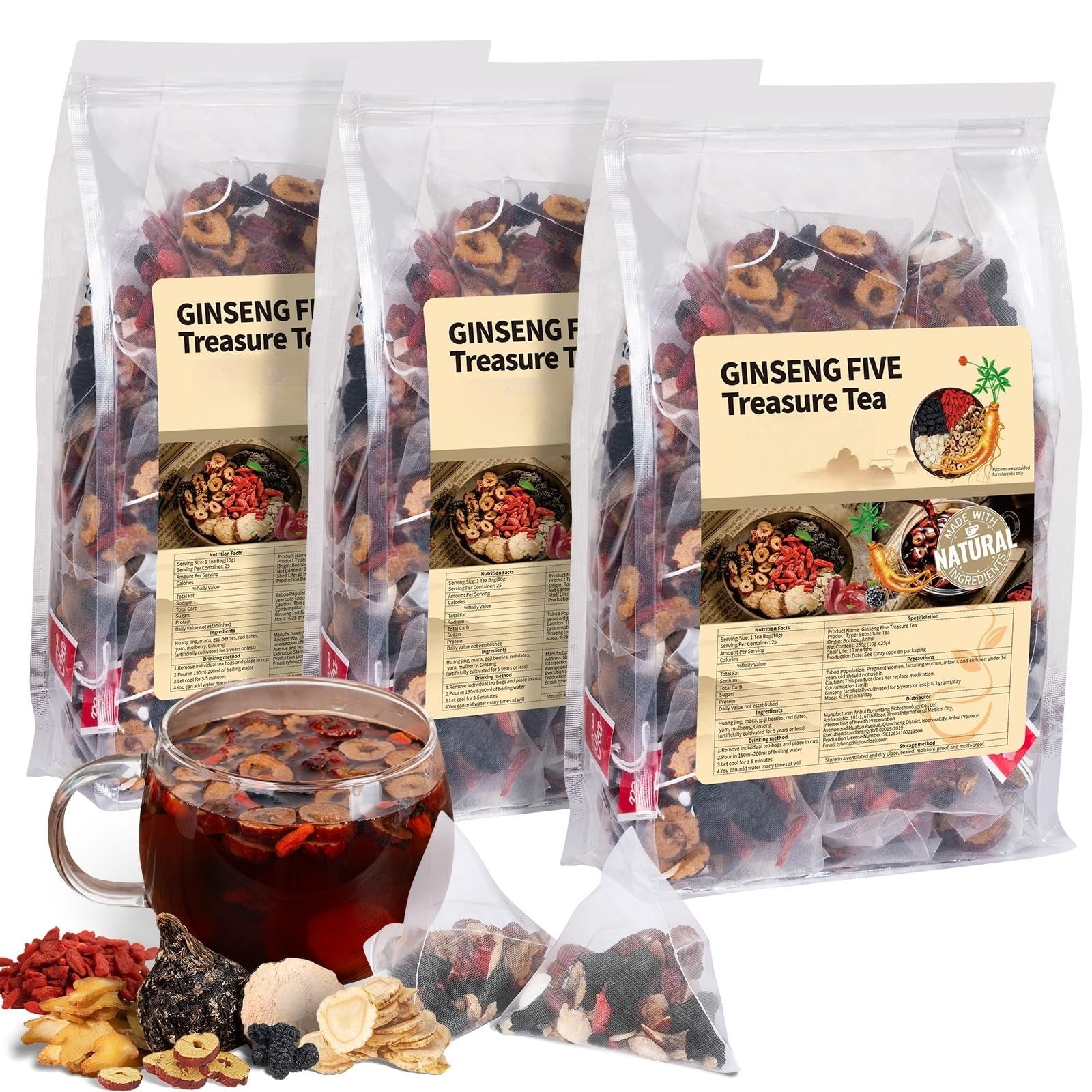 Kräutertee mit Ginseng und Maulbeere