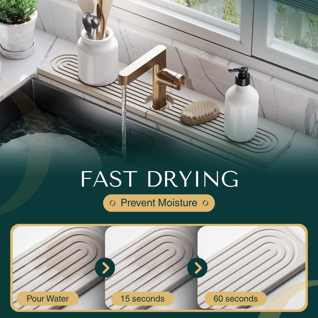 Tappetino scolapiatti ad asciugatura rapida per lavello e piani cucina