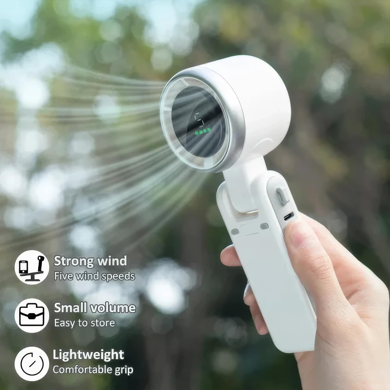 Portable Rechargeable Handheld Fan with Foldable Desktop Design