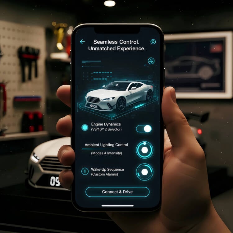 Sportautó formájú ébresztőóra – valósághű motorhang- és fényhatásokkal