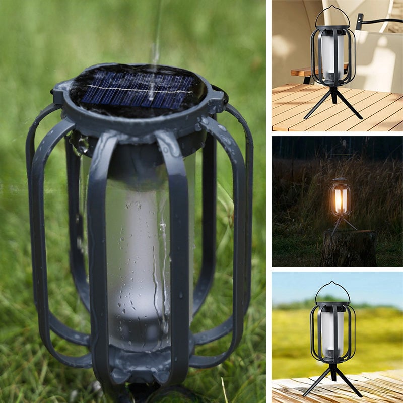 Dual-Flame Solar Lantern – Flickering Outdoor Garden Light