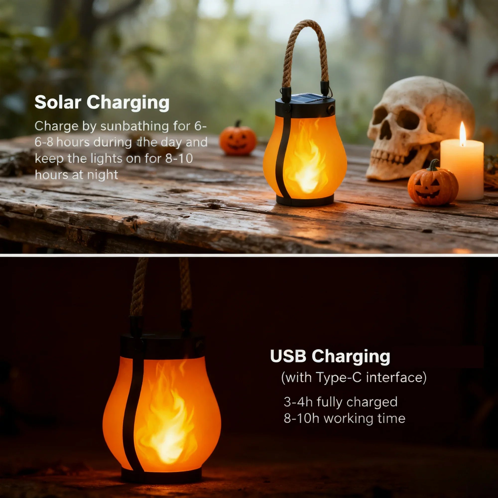 LumaFlare Pro - Solar Flame Effect Lantern for Outdoor Spaces
