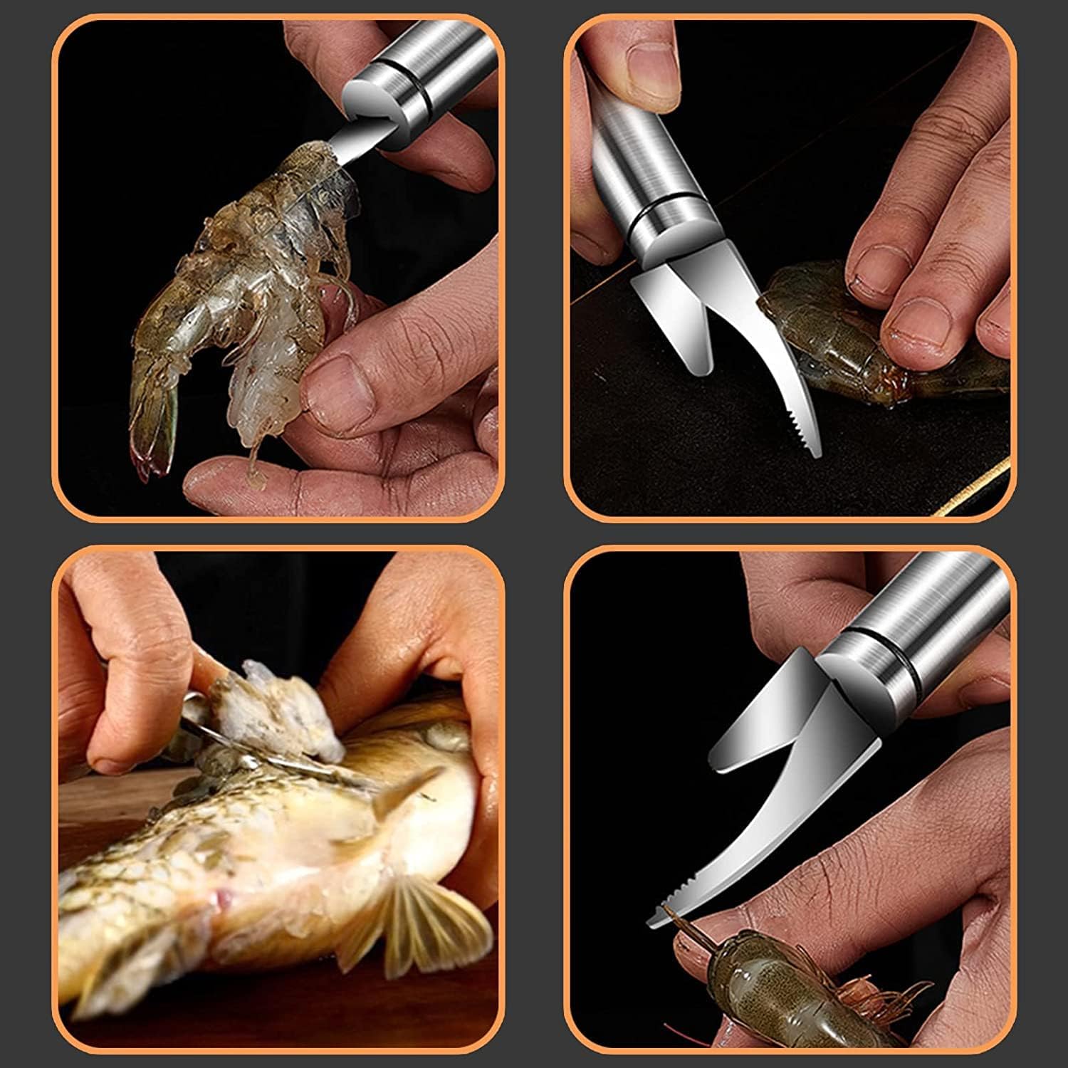 SeaMaster mångsidig 5‑i‑1-kniv för rensning och beredning av räkor och fiskar