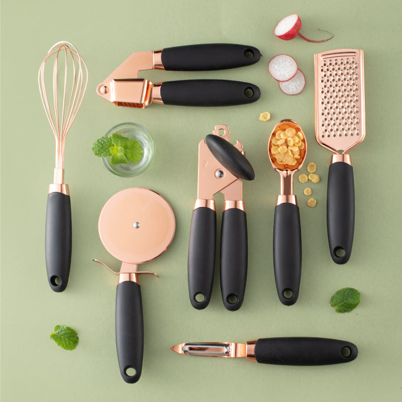 Kitchen Utensil Set with Whisk Peeler Grater and Pizza Cutter