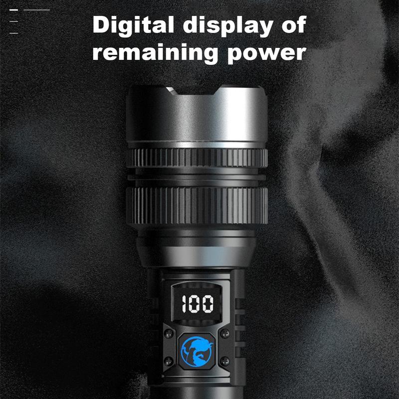 Rechargeable LED Flashlight with Zoom Focus and Power Bank