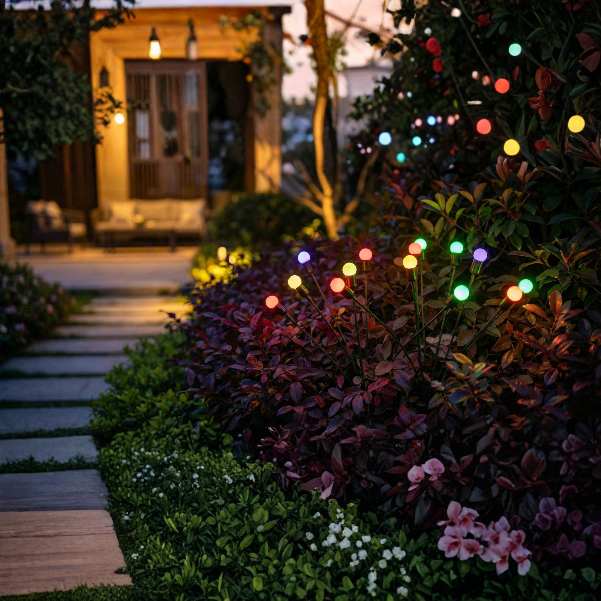GlowNest —Solar Garden Firework Lights with Color Changing LEDs