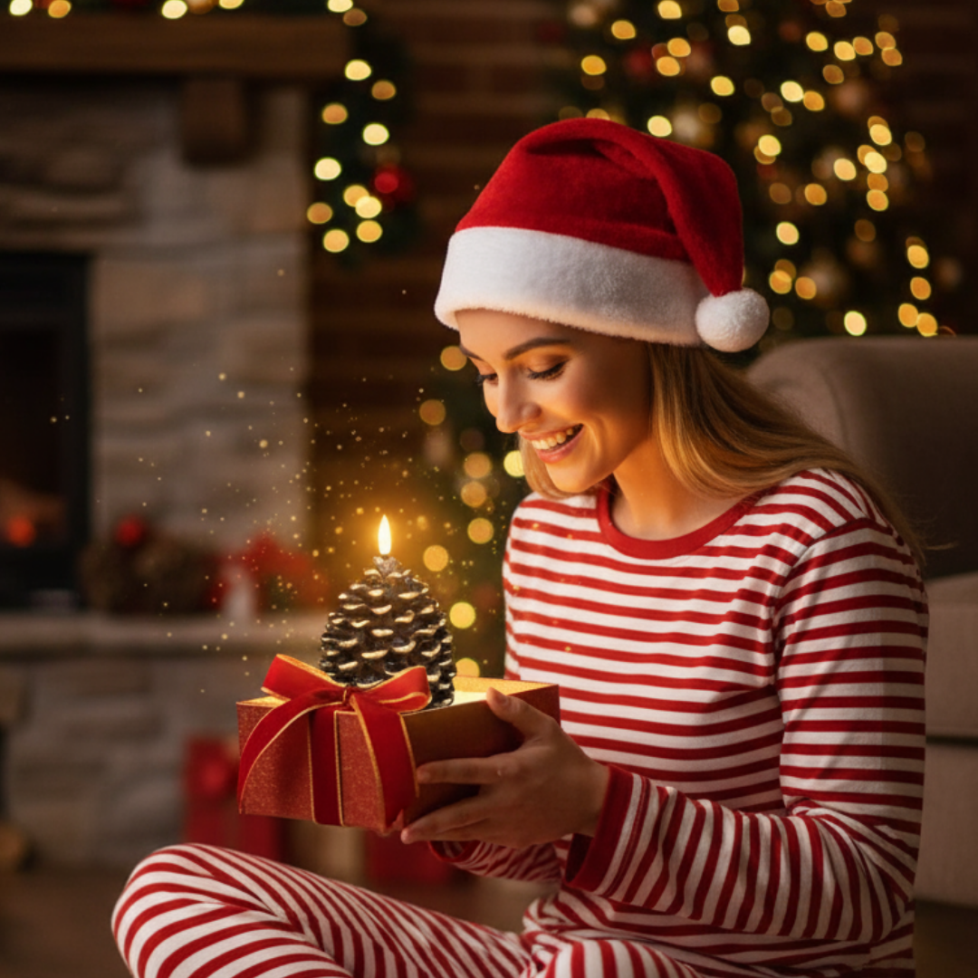 Pineglow - Candela a pigna senza fiamma con luce soffusa d’atmosfera