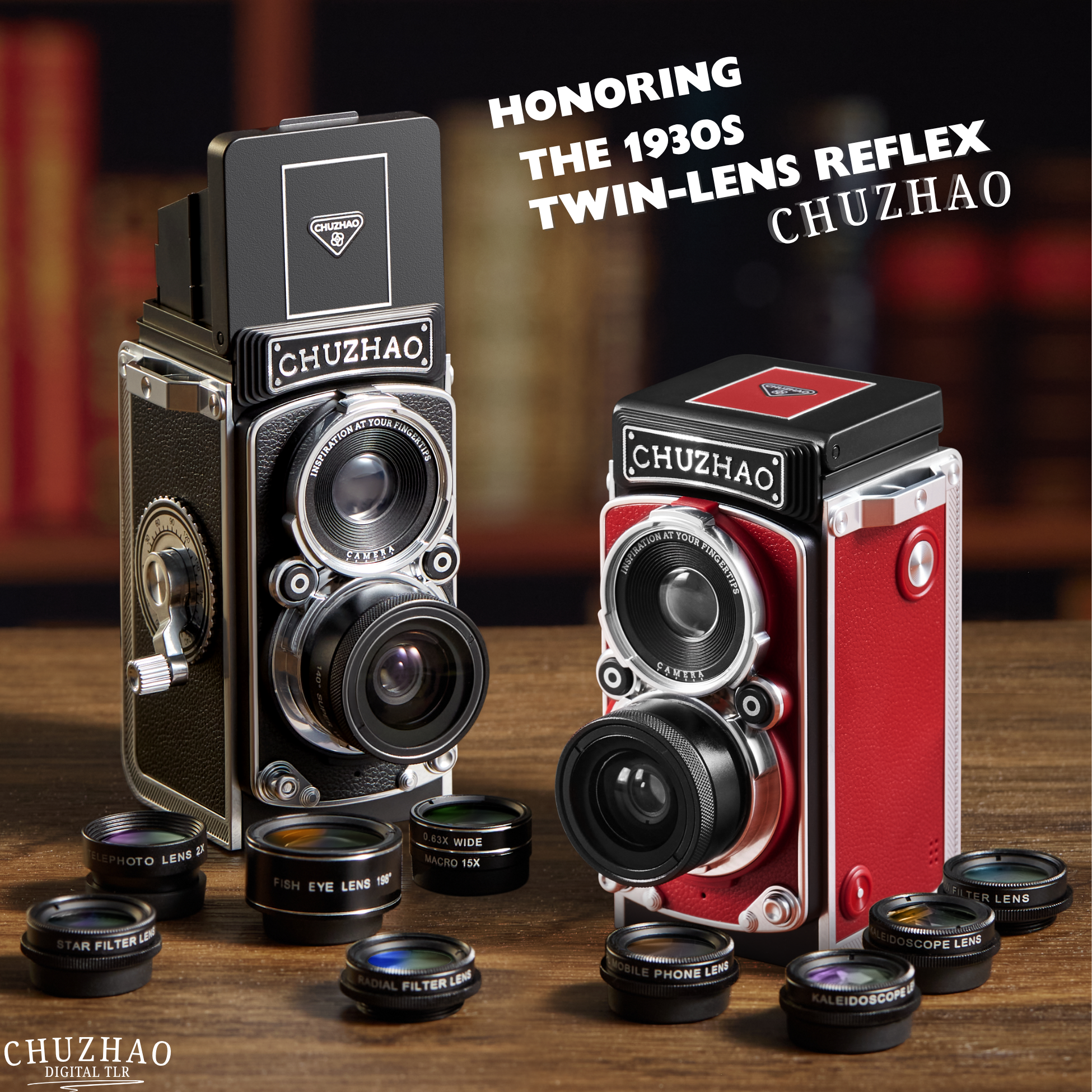 LuminaVue TLR 2.0 — Kit de Lentes para Celular com Câmera Retrô para Fotografia Móvel Criativa