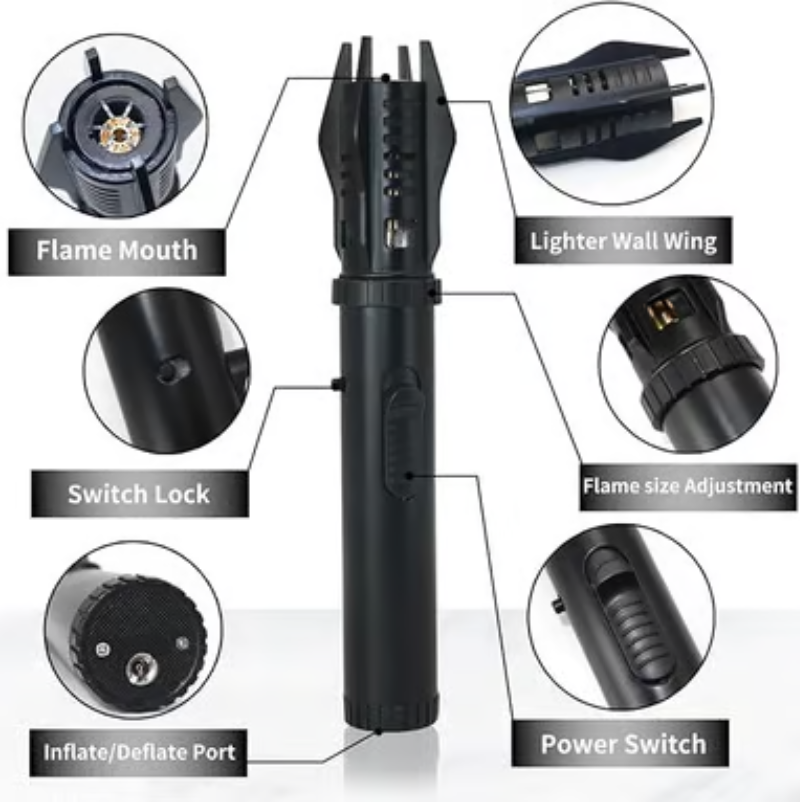 Refillable Jet Flame Lighter with Safety Lock