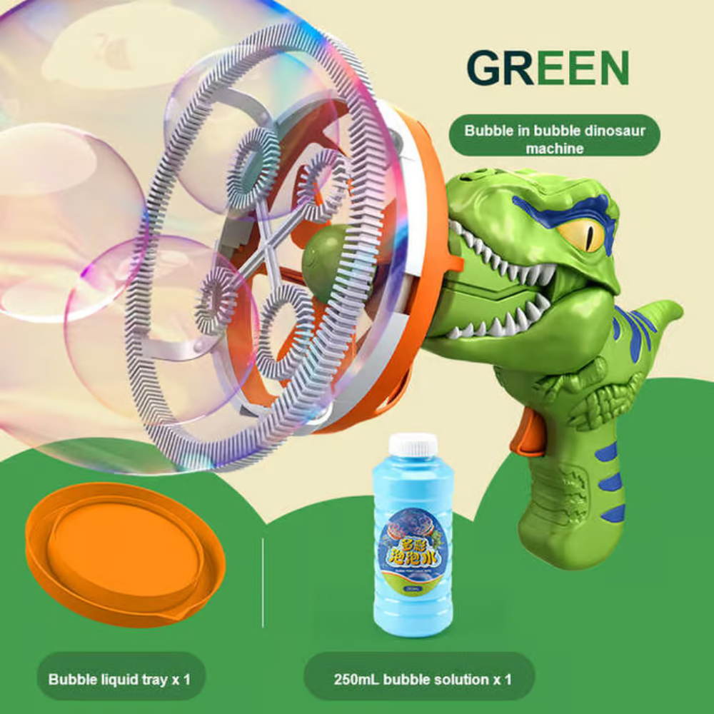 MiniDino Portable Dinosaur Bubble Blaster Toy