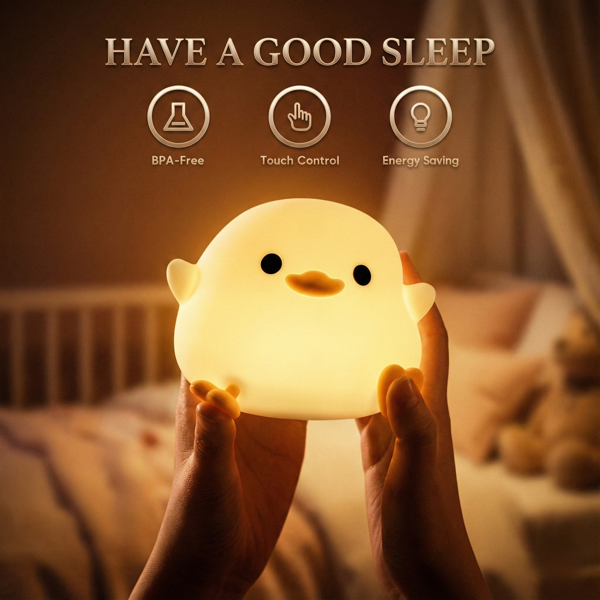 GlideGlow — Cute LED Night Light Lamp for Bedside & Kids Room Decor