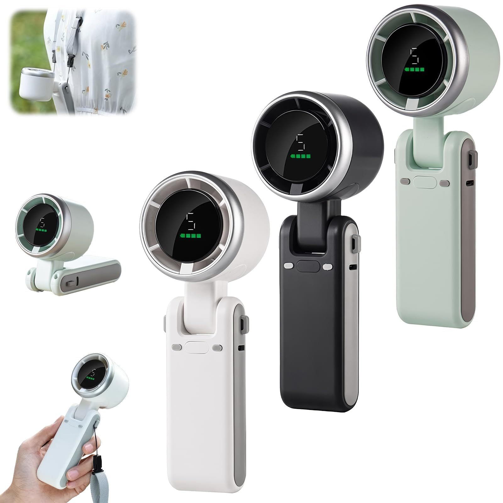 Portable Rechargeable Handheld Fan with Foldable Desktop Design