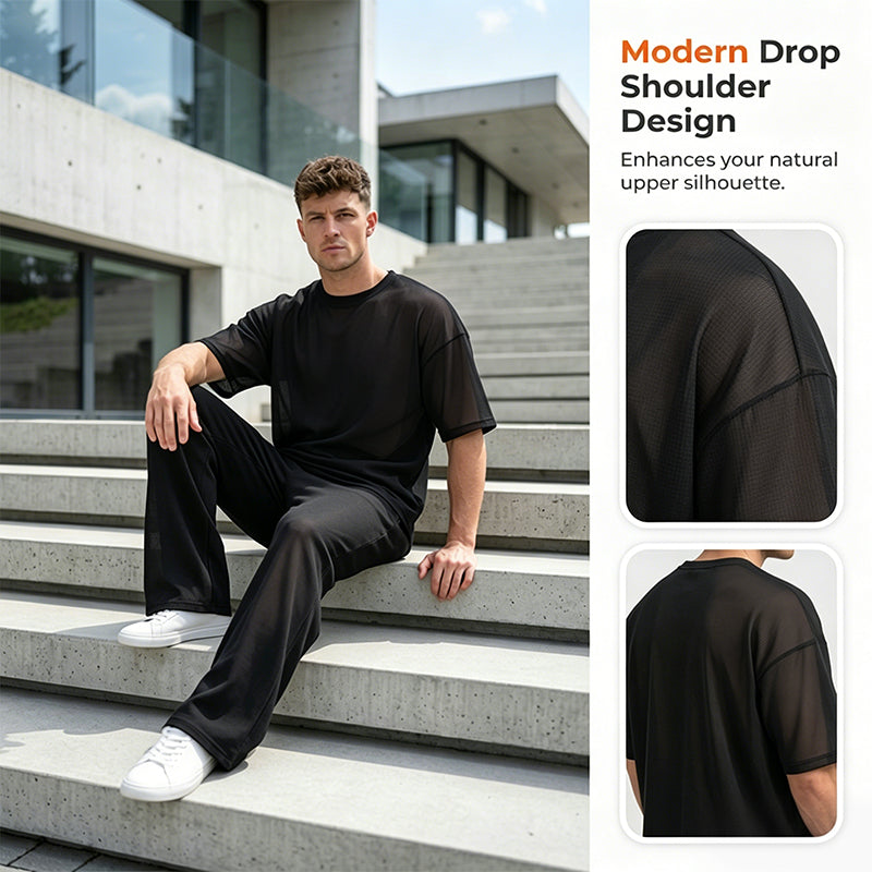 MonoStyle - オーバーサイズTシャツ＆ワイドレッグパンツセット