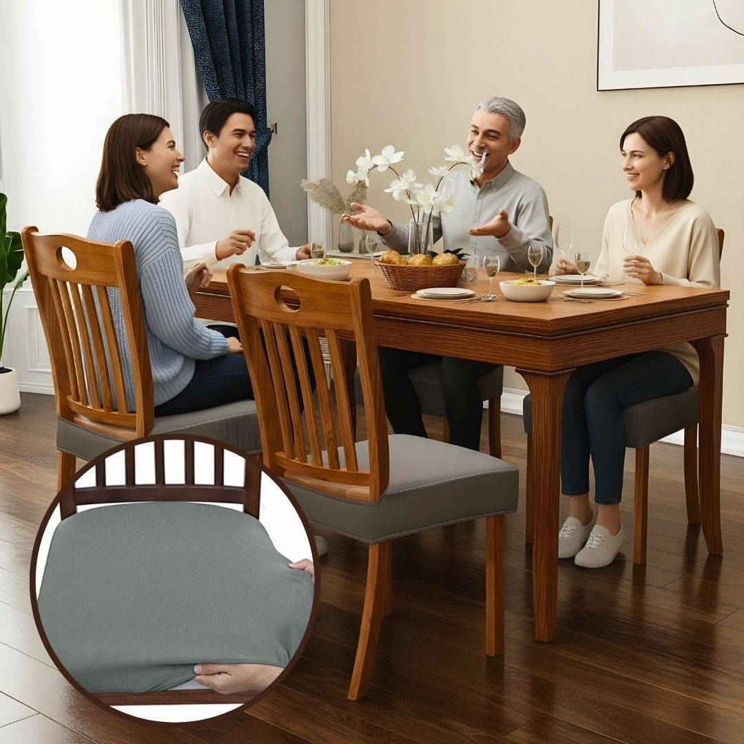 Seatella - Coprisedie elasticizzati per sedie da pranzo (set da 4)