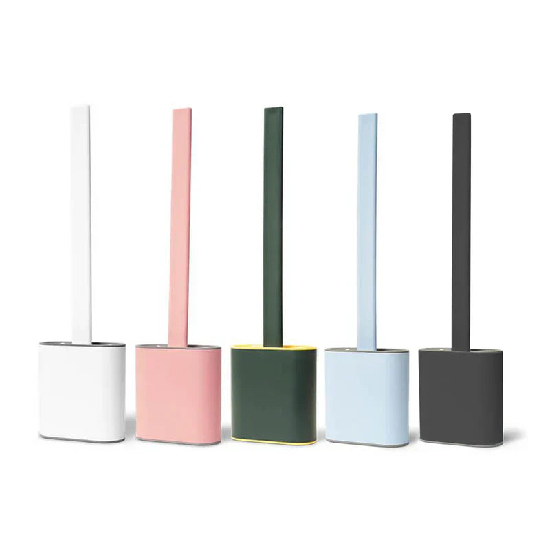 Silicone Toilet Brush with Holder – Flexible Bathroom Cleaning Brush Set