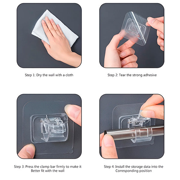 Adhesive Wall Hooks for Towel Rods and Home Organization (x4)