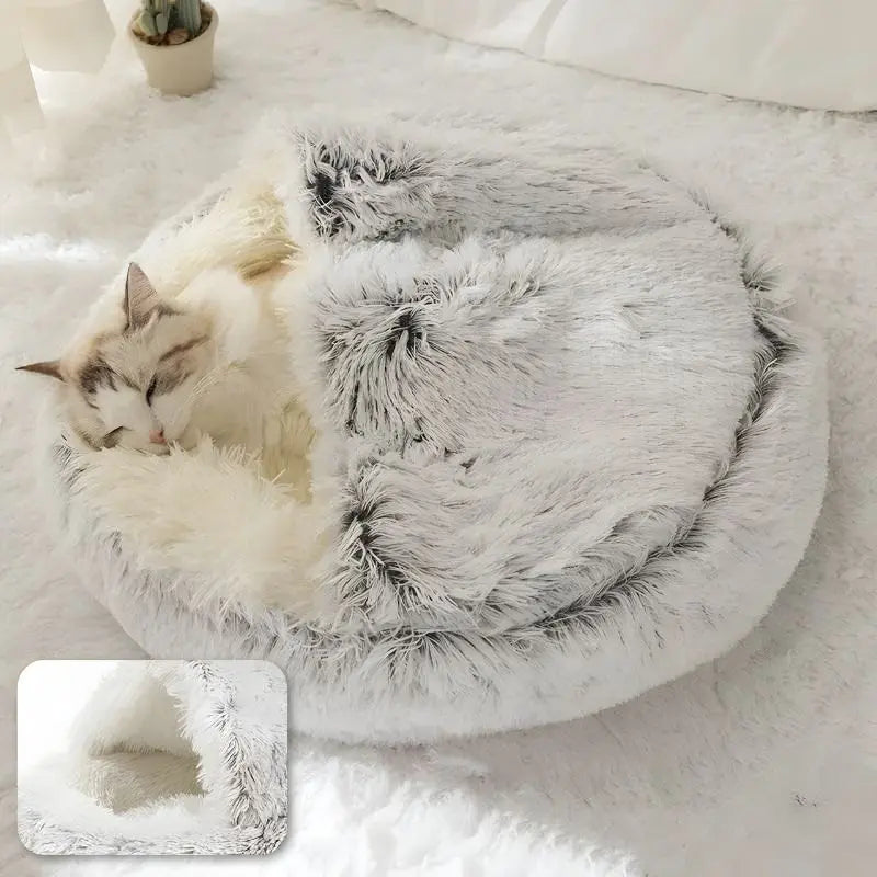 CozyCave-  Plush Hooded Pet Bed