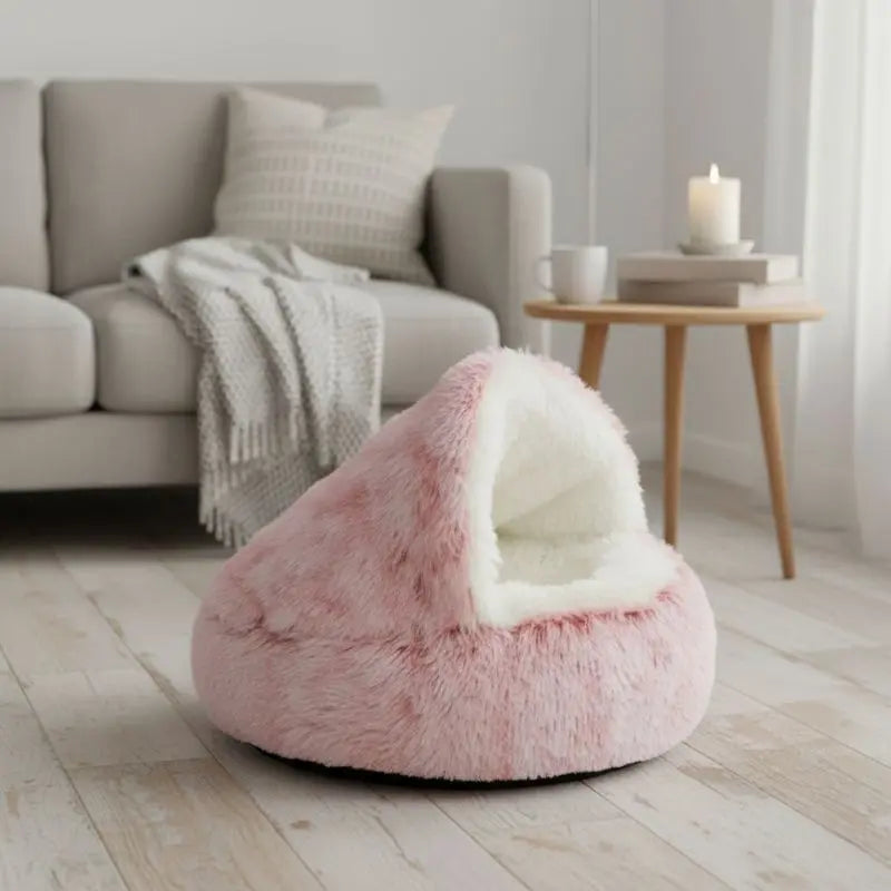 CozyCave-  Plush Hooded Pet Bed