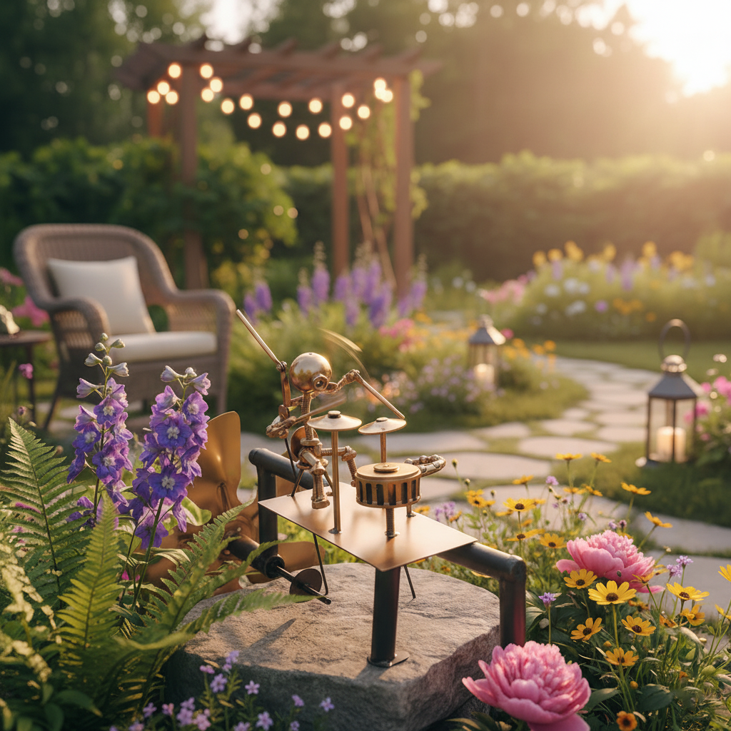 RockBeater Pro - Handmade Garden Wind Drummer Sculpture