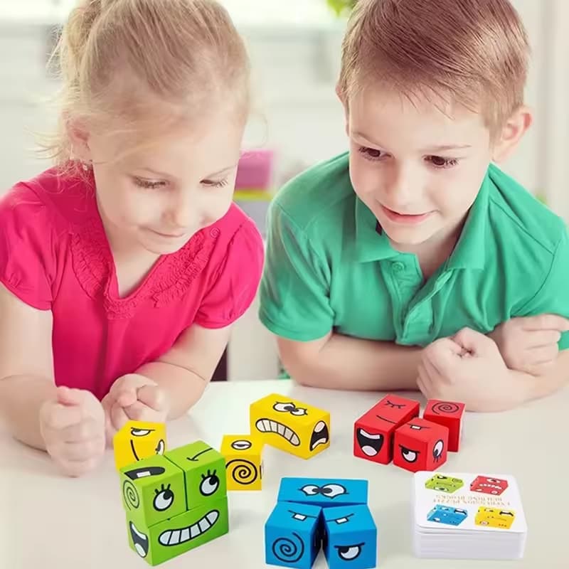 Wooden Learning Blocks Toy – Stack, Sort & Match Game (Ages 3+)
