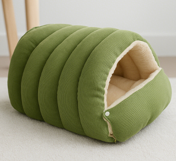 Cozy Hideaway Pet Bed – Plush Hooded Cave Design