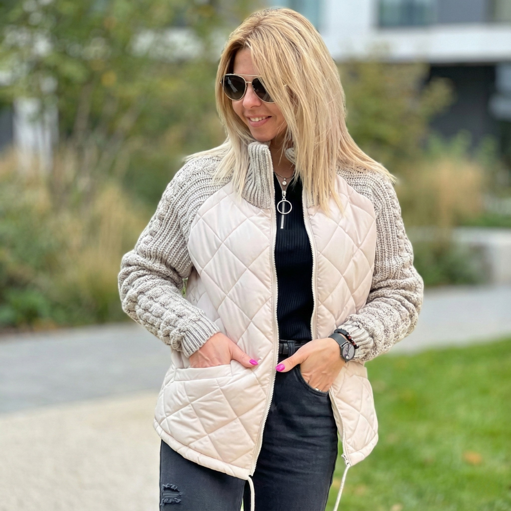 Knitted Patchwork Puffer Jacket for Everyday Layering