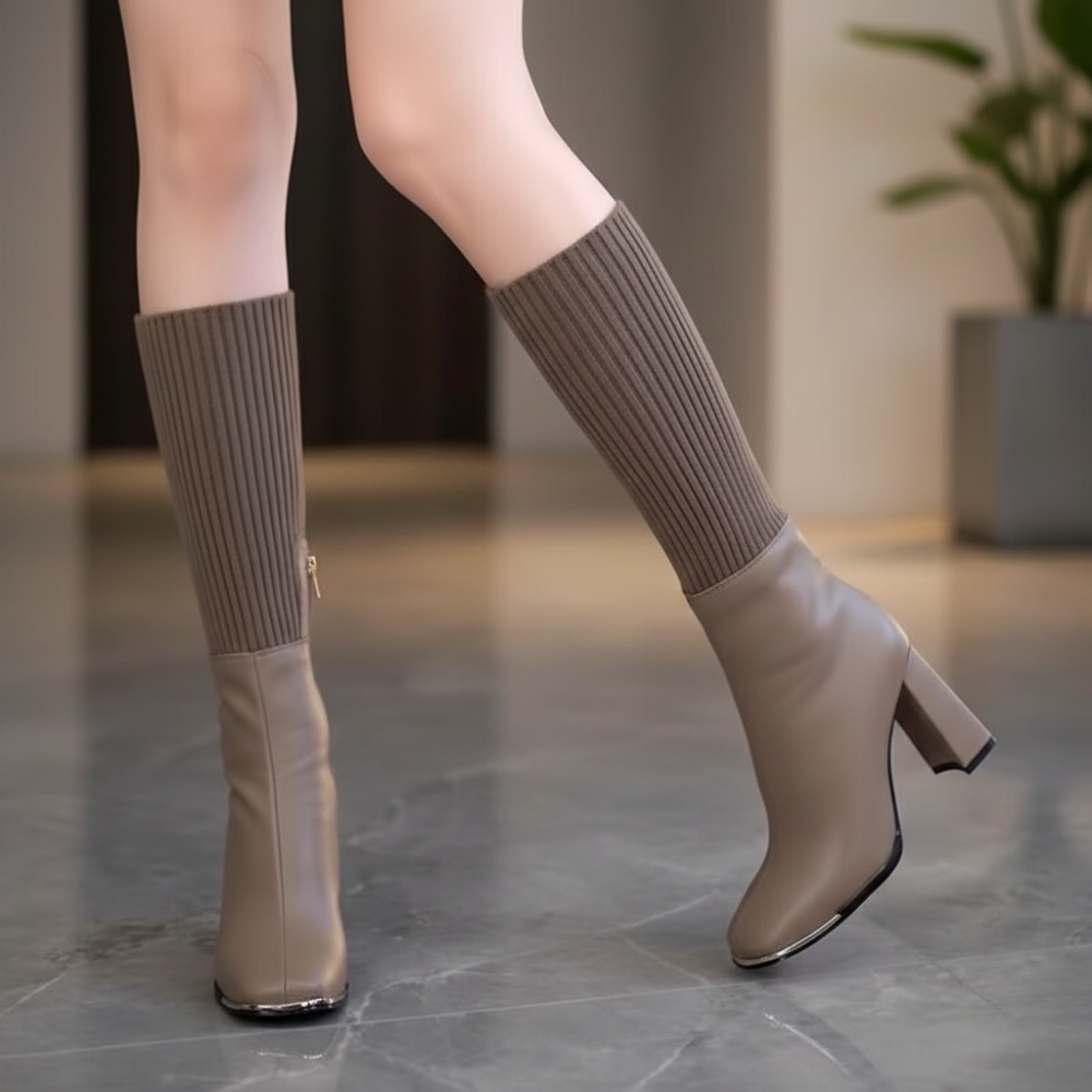 Stretch Knit Heeled Boots with Sleek Everyday Fit