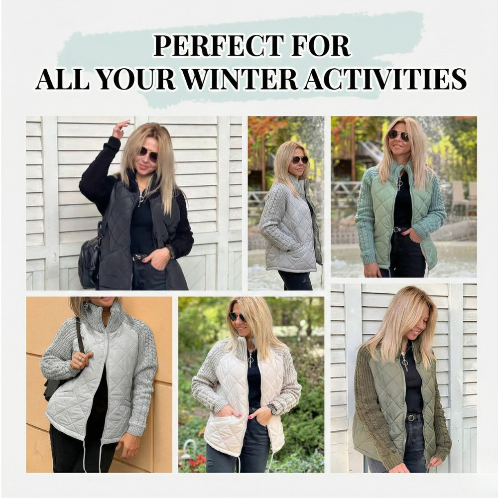 Knitted Patchwork Puffer Jacket for Everyday Layering